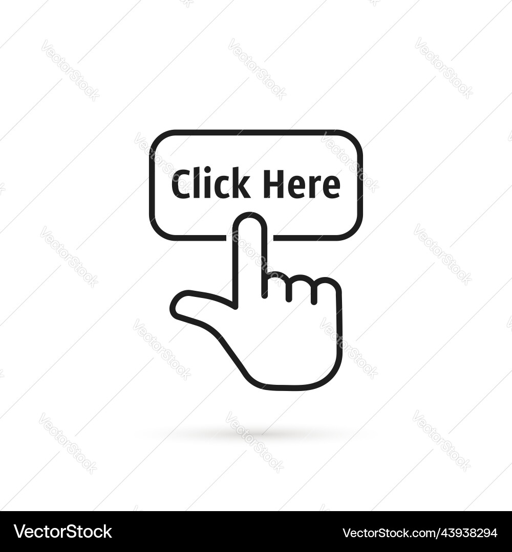 Black Click Here Button - Thin Line Vector Image