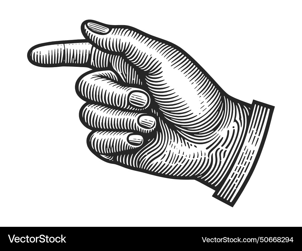Hand pointer with index finger sketch Hand pointer with index finger sketch Vector Image