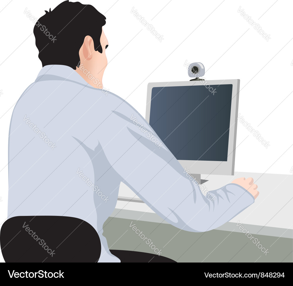 Man Using Computer vector image
