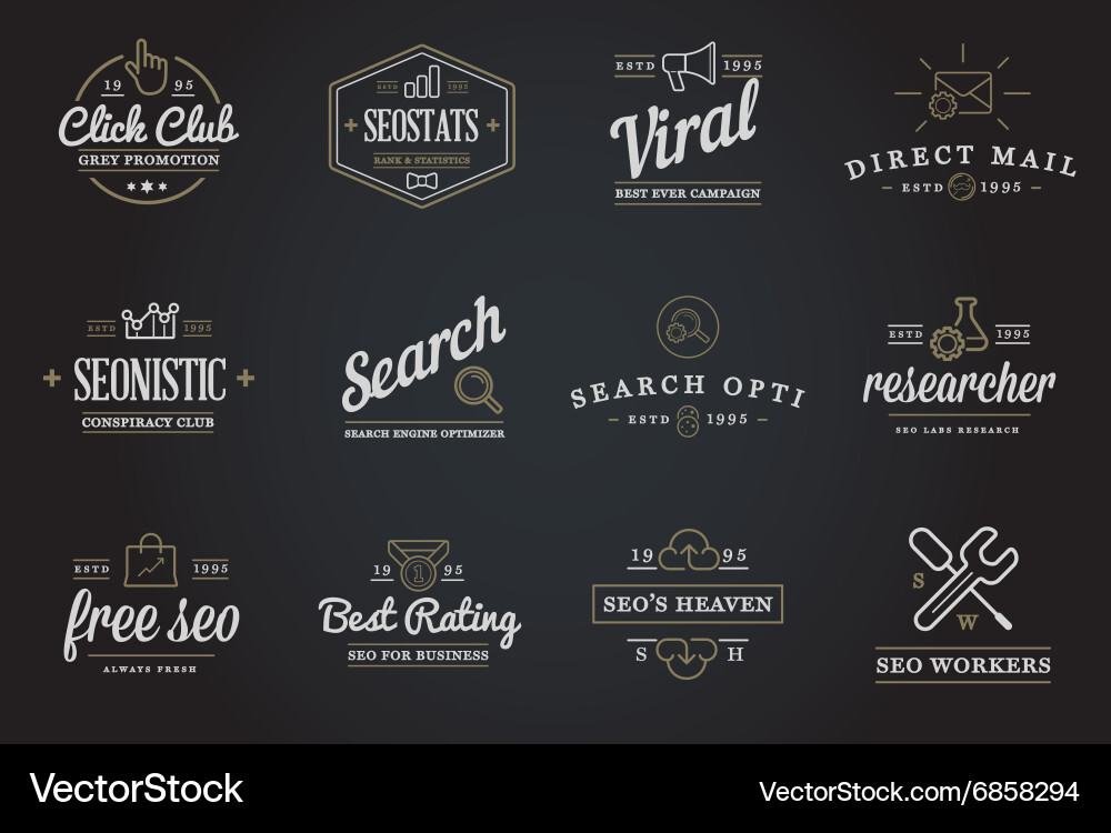 Set of seo search engine optimisation elements vector image