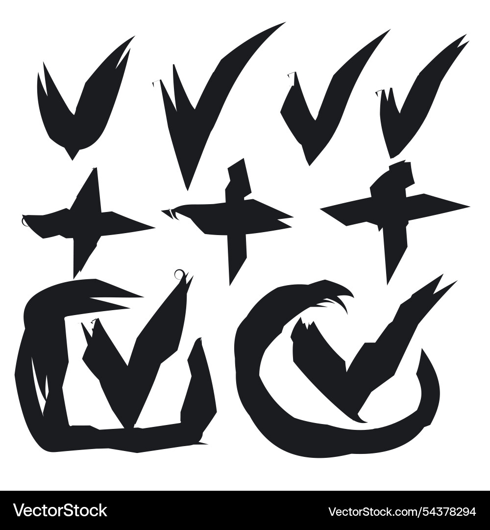 Sketched check marks tick symbols checkmark signs Sketched check marks tick symbols checkmark signs vector image