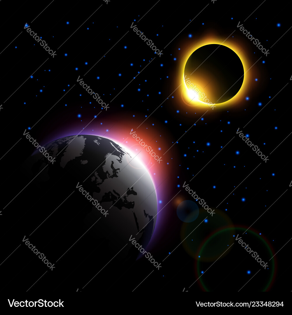Solar Eclipse Over Earth Vector Image