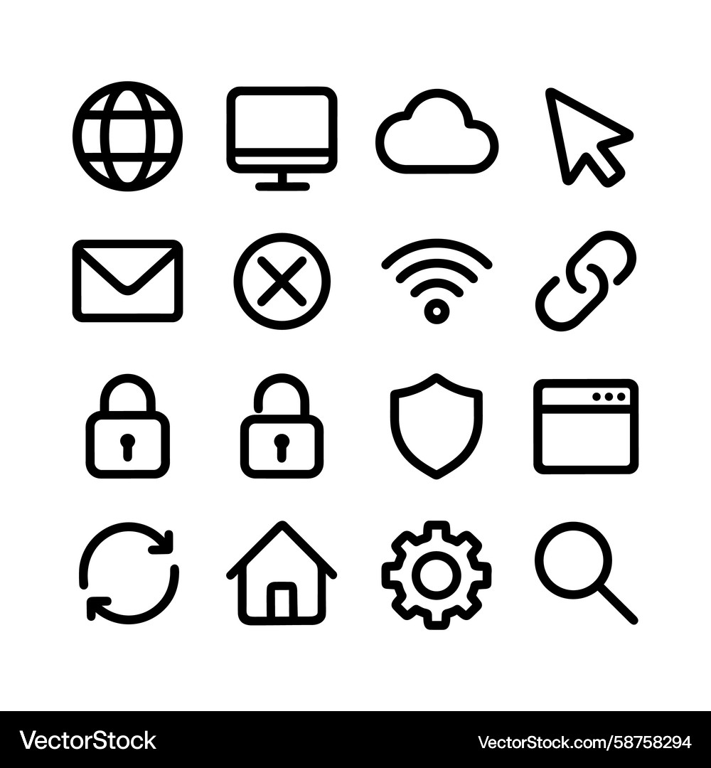 Thin line style web and internet icon set Thin line style web and internet icon set Vector Image