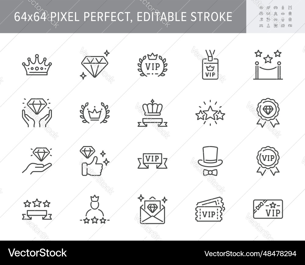 Vip line icons include icon Vip line icons include icon vector image