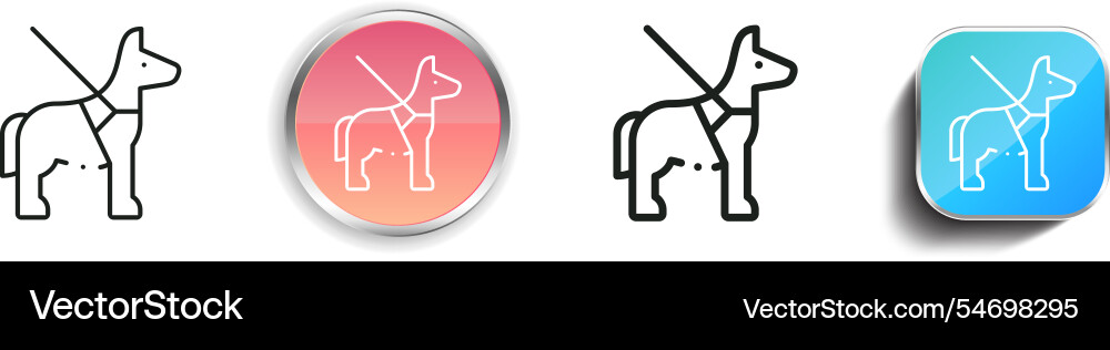 Guide dog icon thin linear regular and button Vector Image