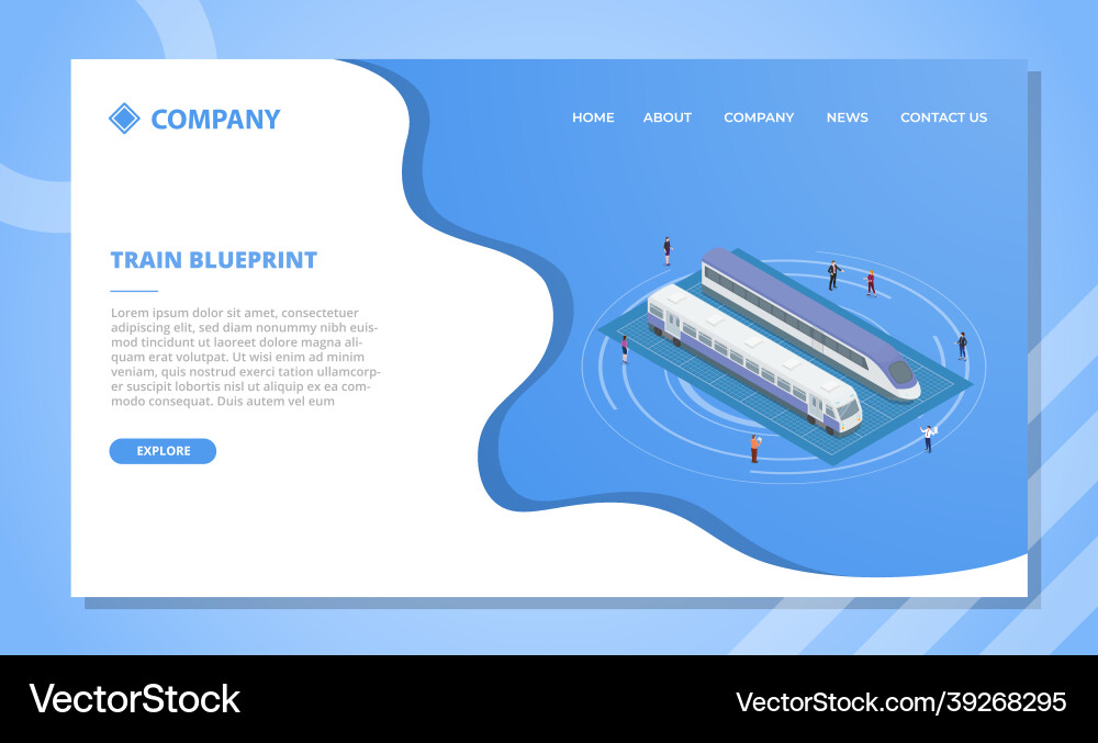 Isometric Train Blueprint Concept vector image