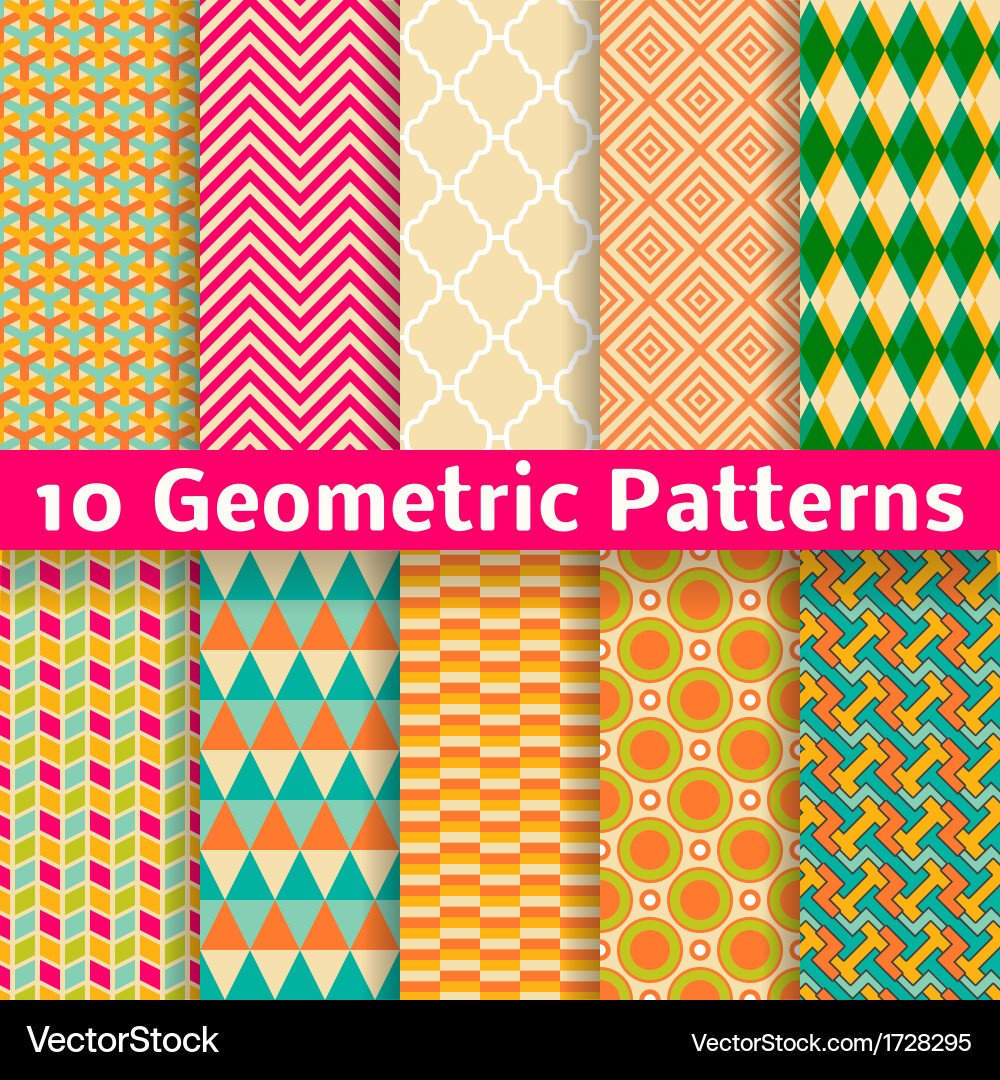 Retro Geometric Tile Pattern Set vector image