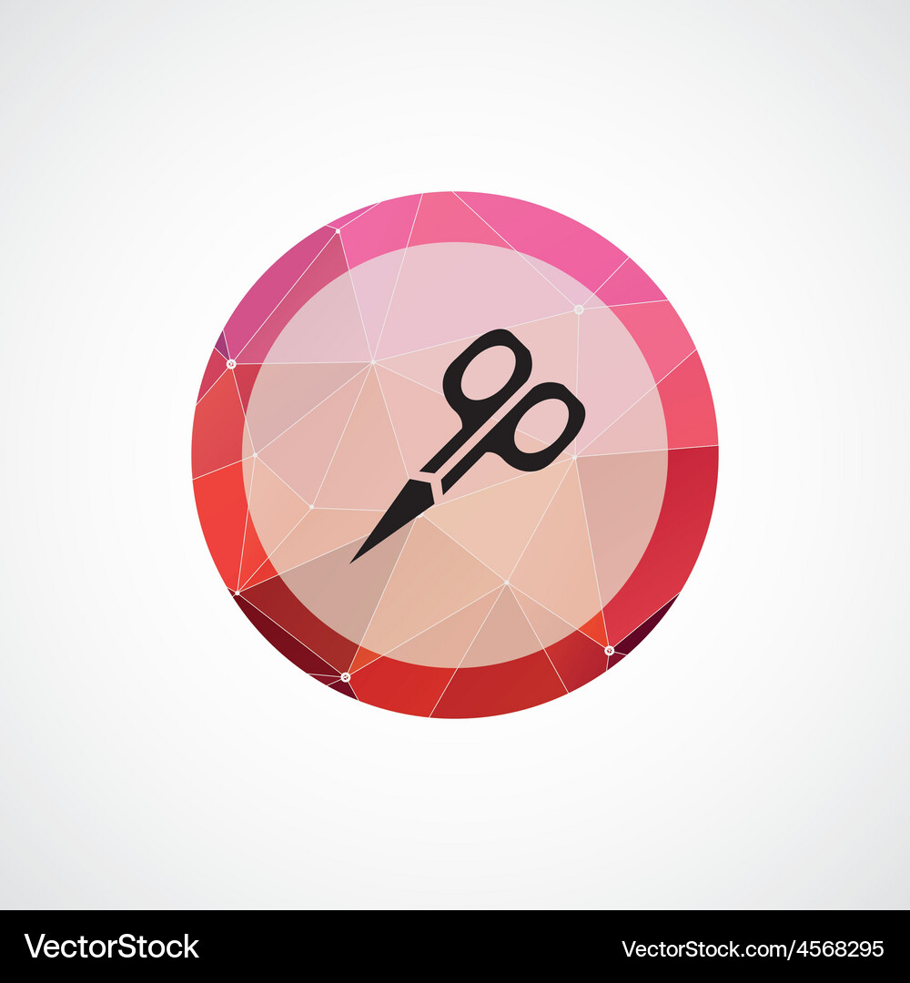 Scissors circle pink triangle background icon Vector Image