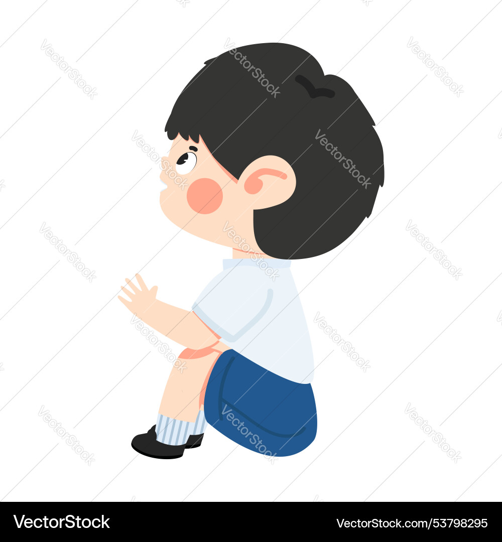 Side view kid sitting on floor Vector Image