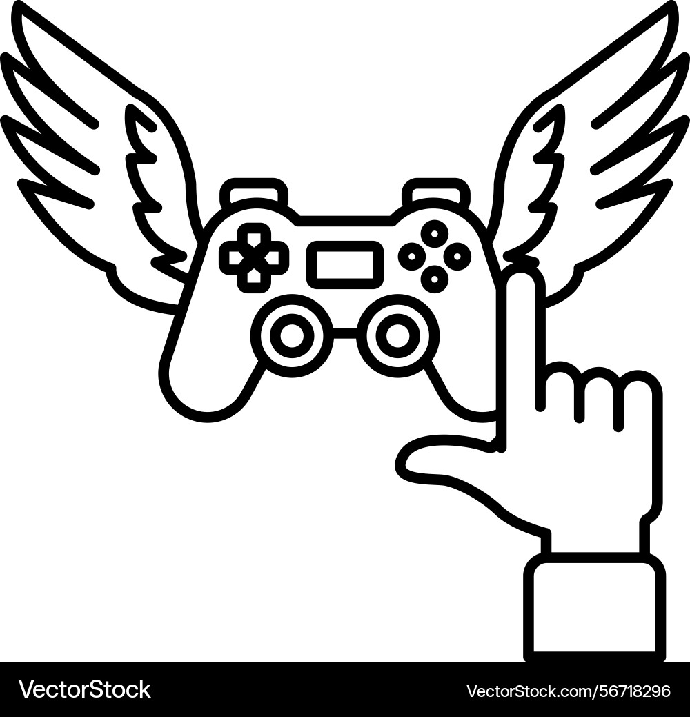 A video game controller with wings vector image