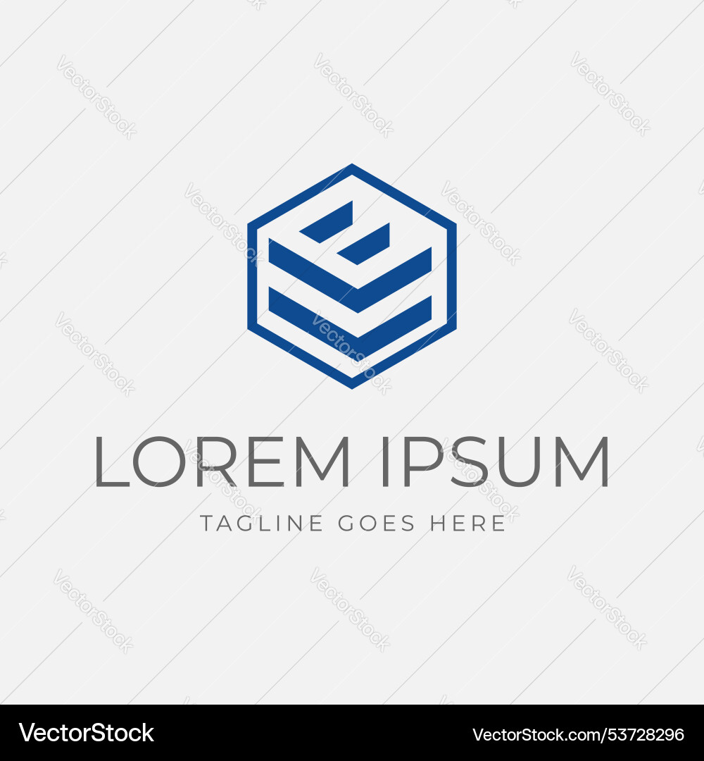 Clever negative space geometric hexagonal initial Vector Image
