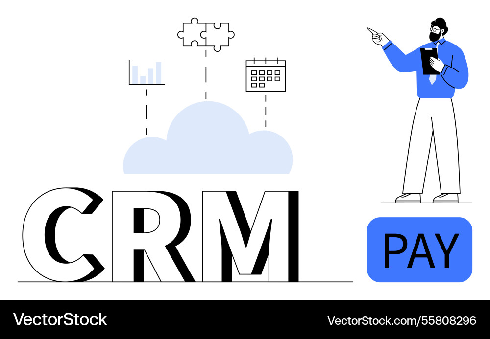 Crm cloud integration with payment and data tools Vector Image