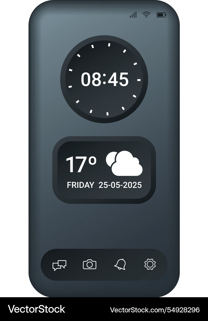 Elegant mobile phone user interface with clock Vector Image