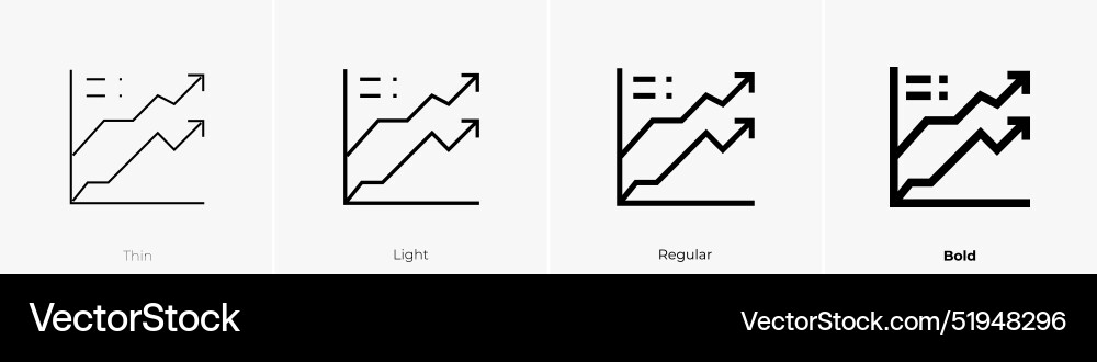 Line graph icon thin light regular and bold style Line graph icon thin light regular and bold style vector image