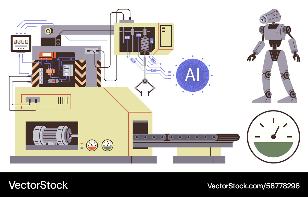 Robot Automation Factory System Vector Image