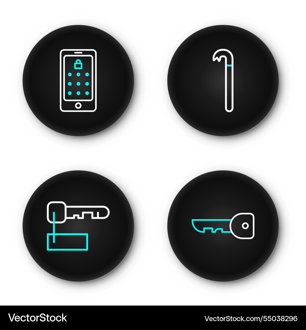 Set line key marked crowbar and mobile Set line key marked crowbar and mobile Vector Image