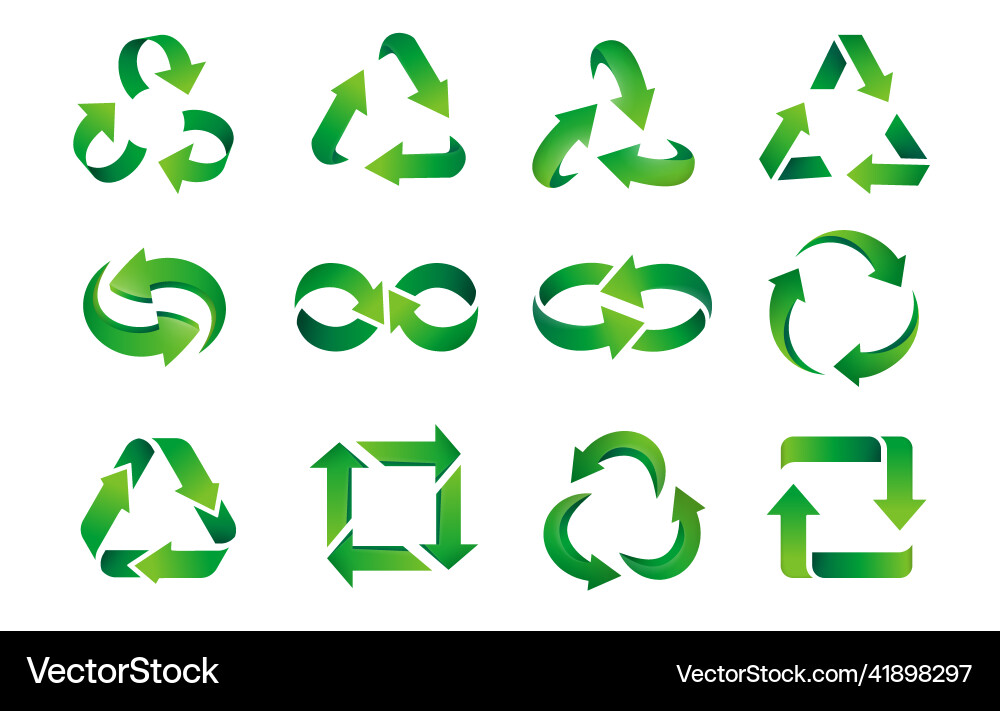 Arrows logo green reuse and recycle gradient Vector Image