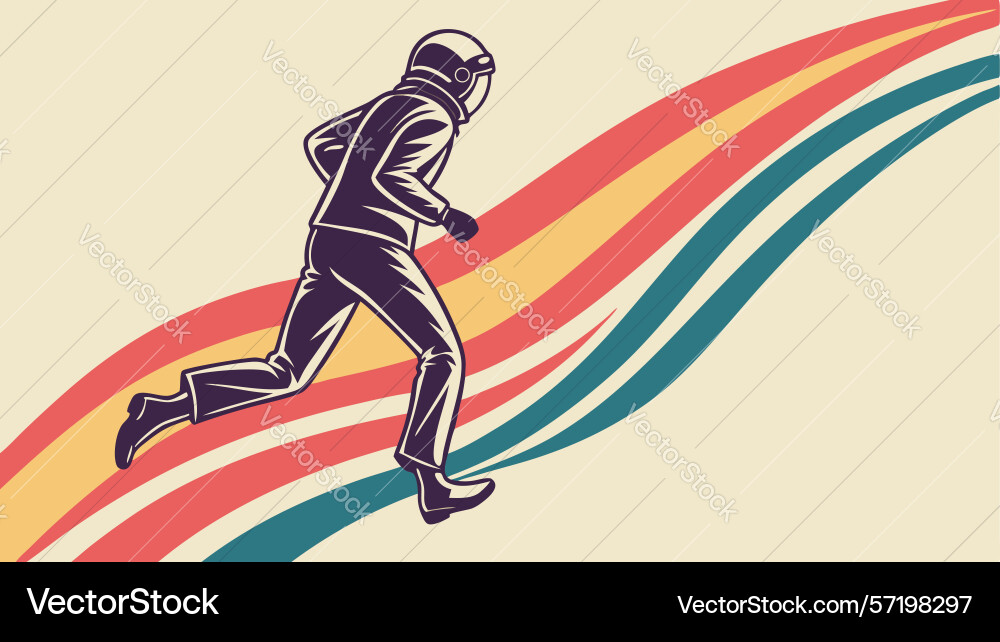 Dynamic runner with wavy lines art speed fluid vector image