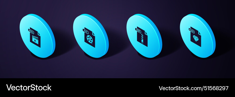 Set isometric ruby file document zip avi and mov Set isometric ruby file document zip avi and mov vector image