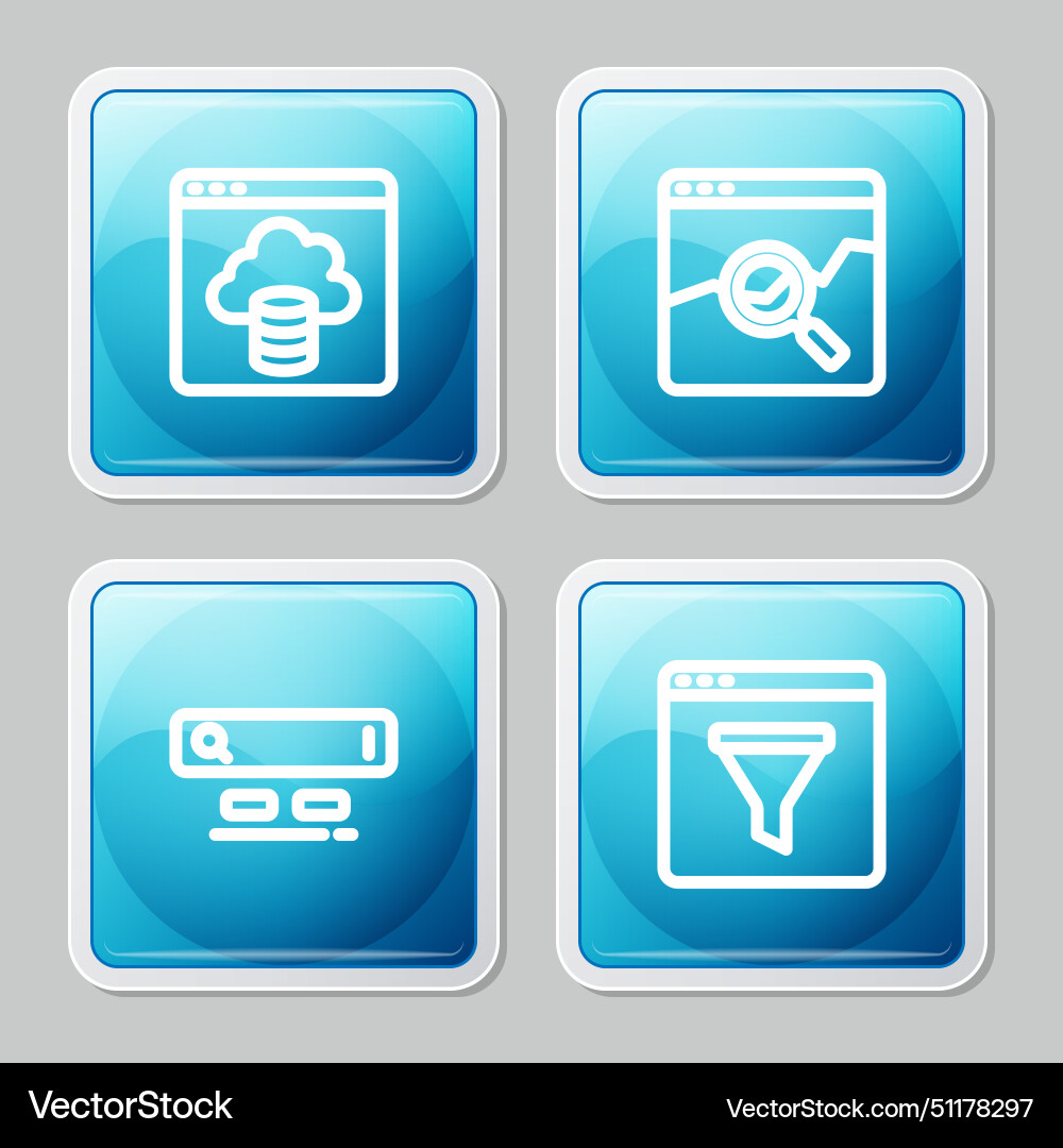Set line cloud technology data transfer website Set line cloud technology data transfer website vector image