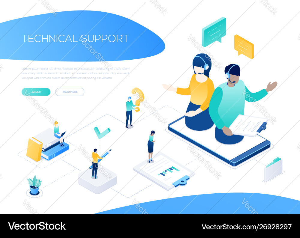 Technical support - modern isometric web Technical support - modern isometric web vector image