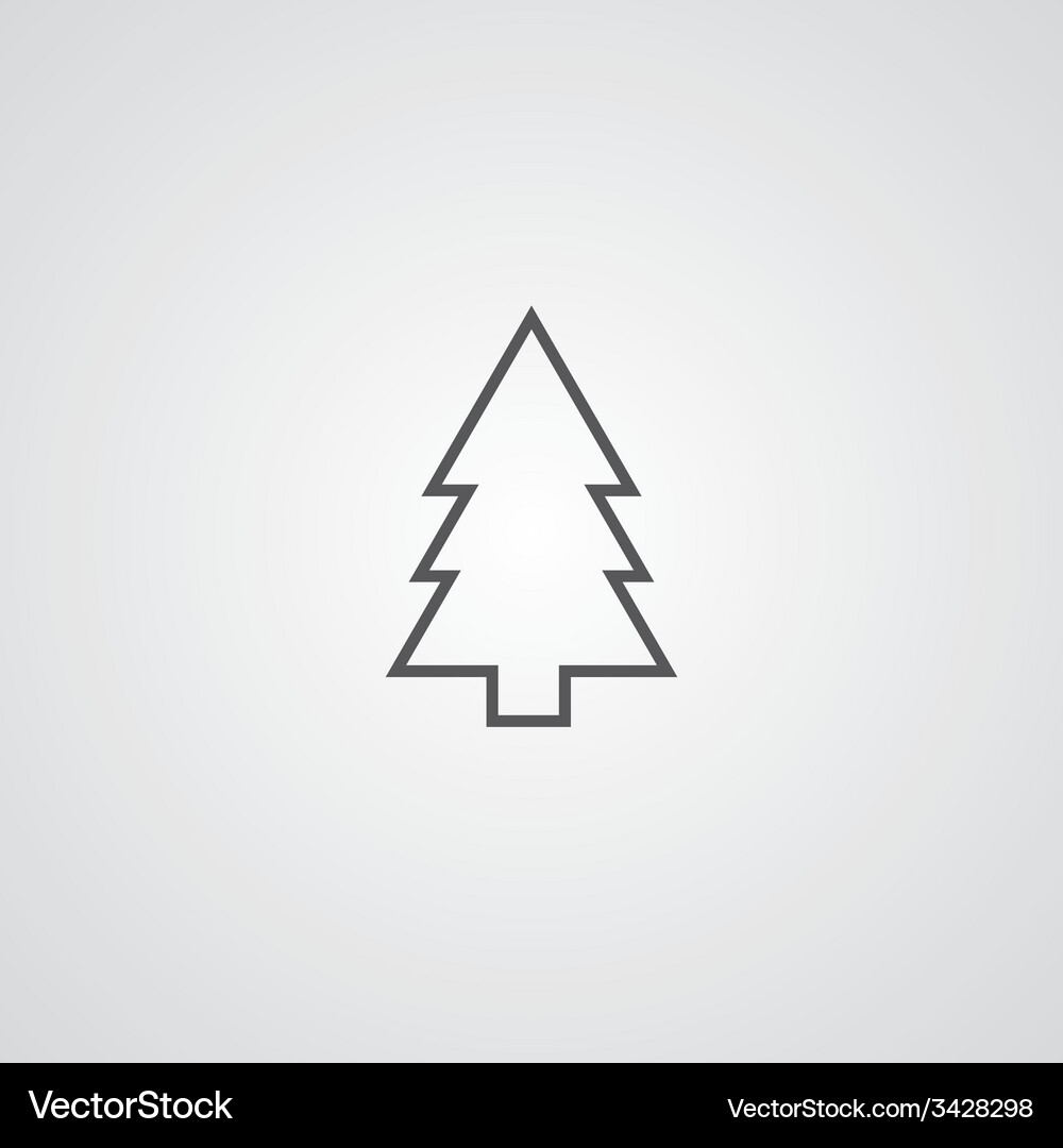 Elegant Fir Tree Outline Vector Image