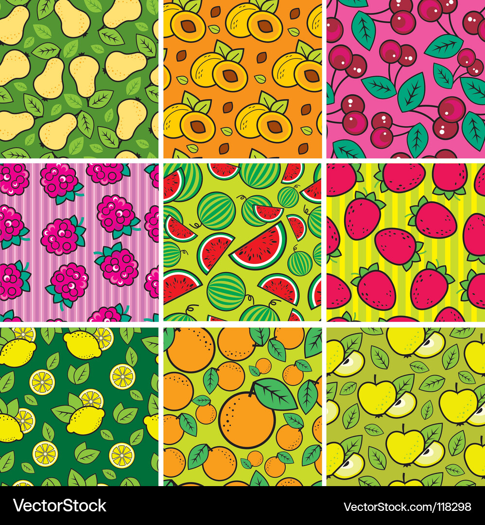 Fruit Berry Pattern Collection – Royalty-Free Vector | VectorStock