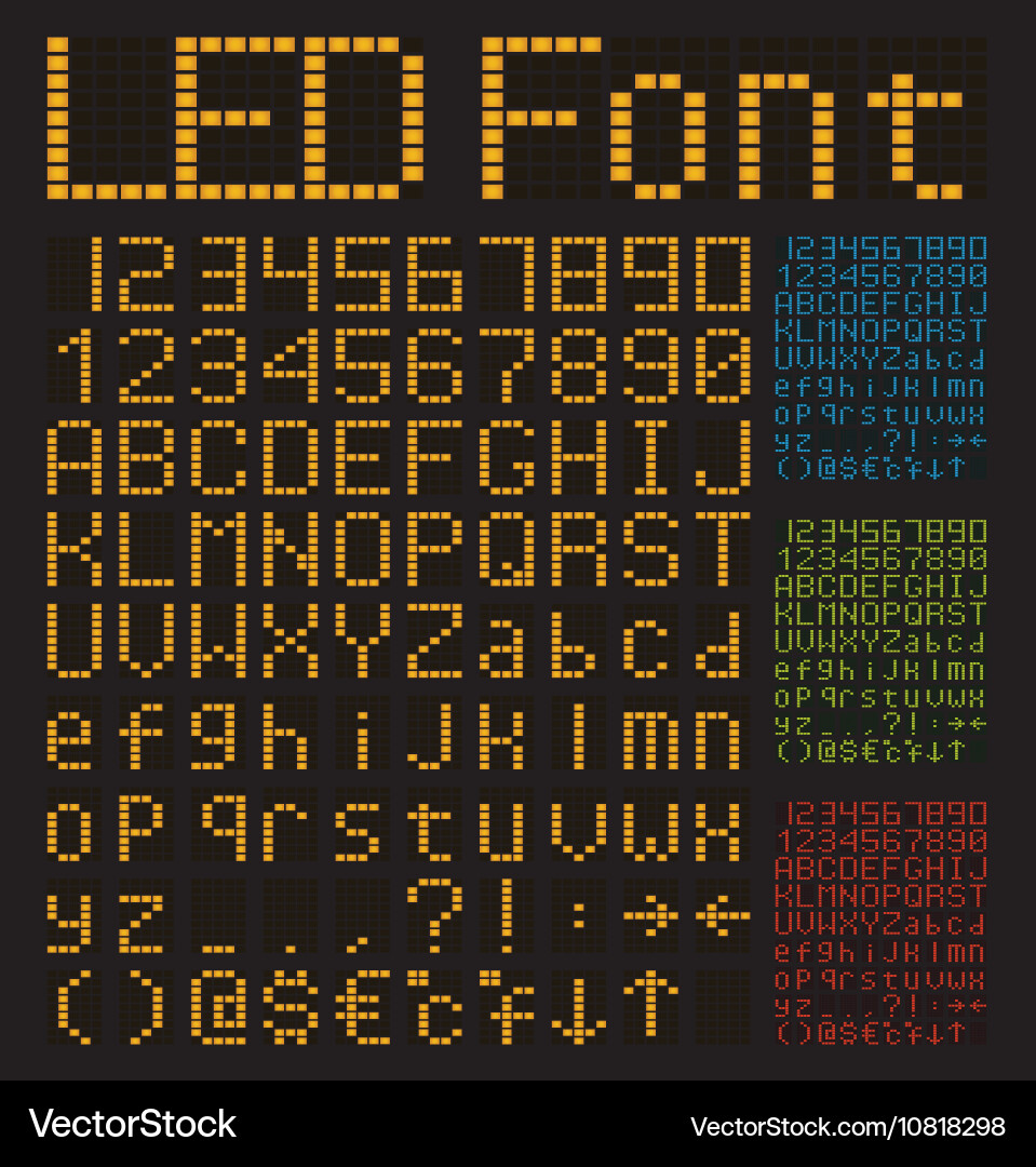 LED Alphabet and Numbers Display vector image