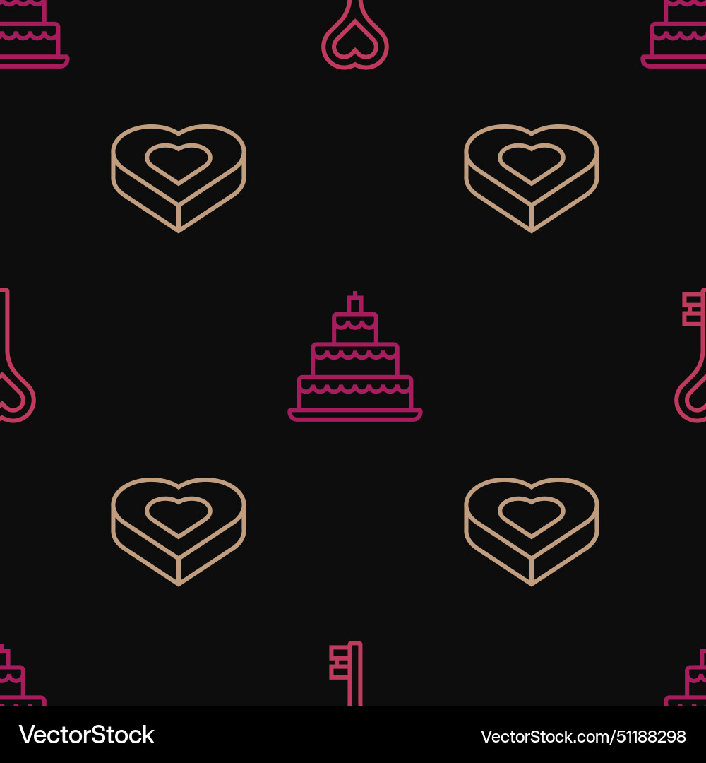 Set line key in heart shape candy shaped box Set line key in heart shape candy shaped box Vector Image