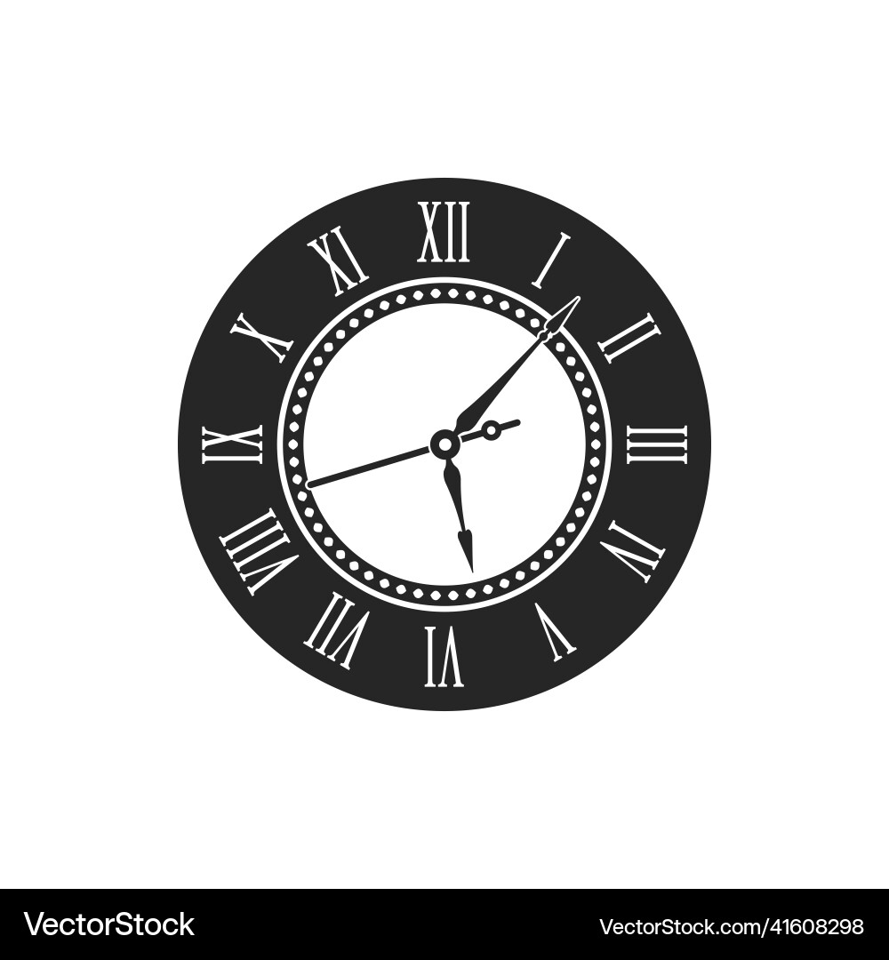 Time design clock with roman numerals isolated Time design clock with roman numerals isolated Vector Image