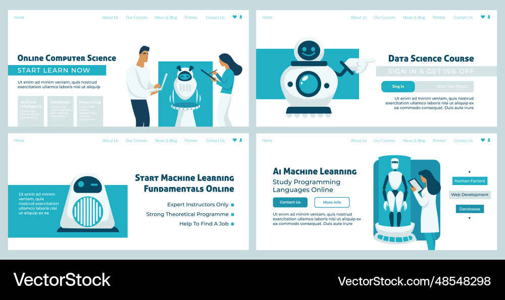 Web banner set for machine learning course offer Web banner set for machine learning course offer vector image