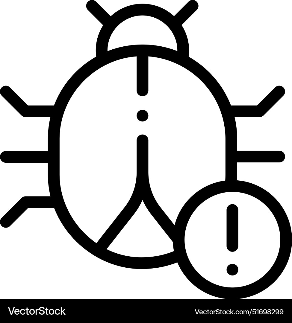 Bug icon thin linear style design isolated Vector Image