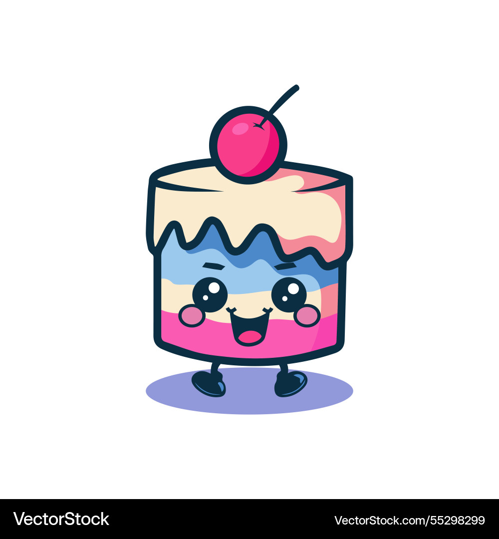 Cartoonish cake with a cherry on top Cartoonish cake with a cherry on top vector image