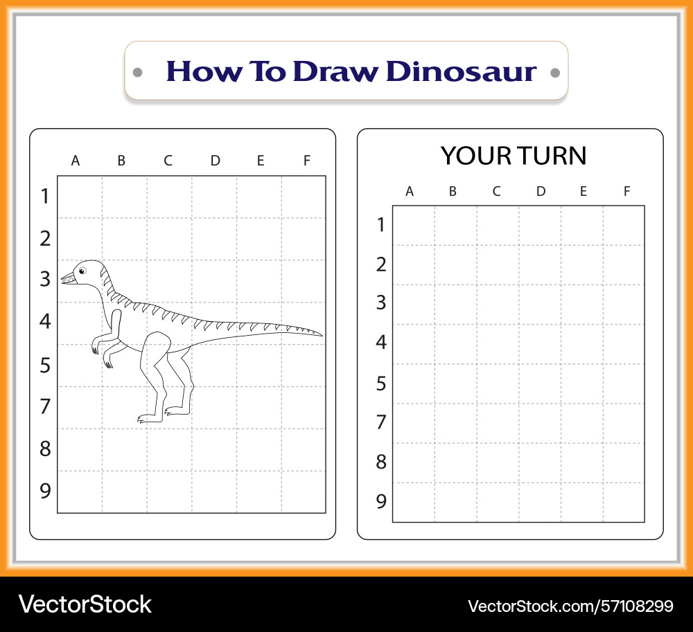 Dinosaur Zeichnung Tutorial mit Raster lernen zu zeichnen Vektorbild