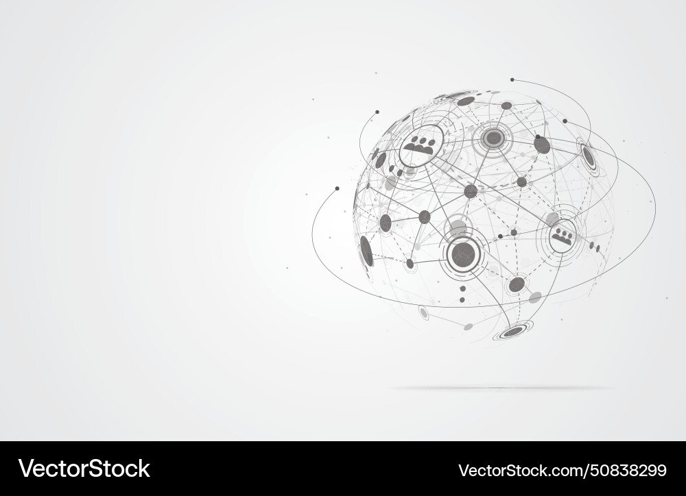 Global network connection world map point vector image