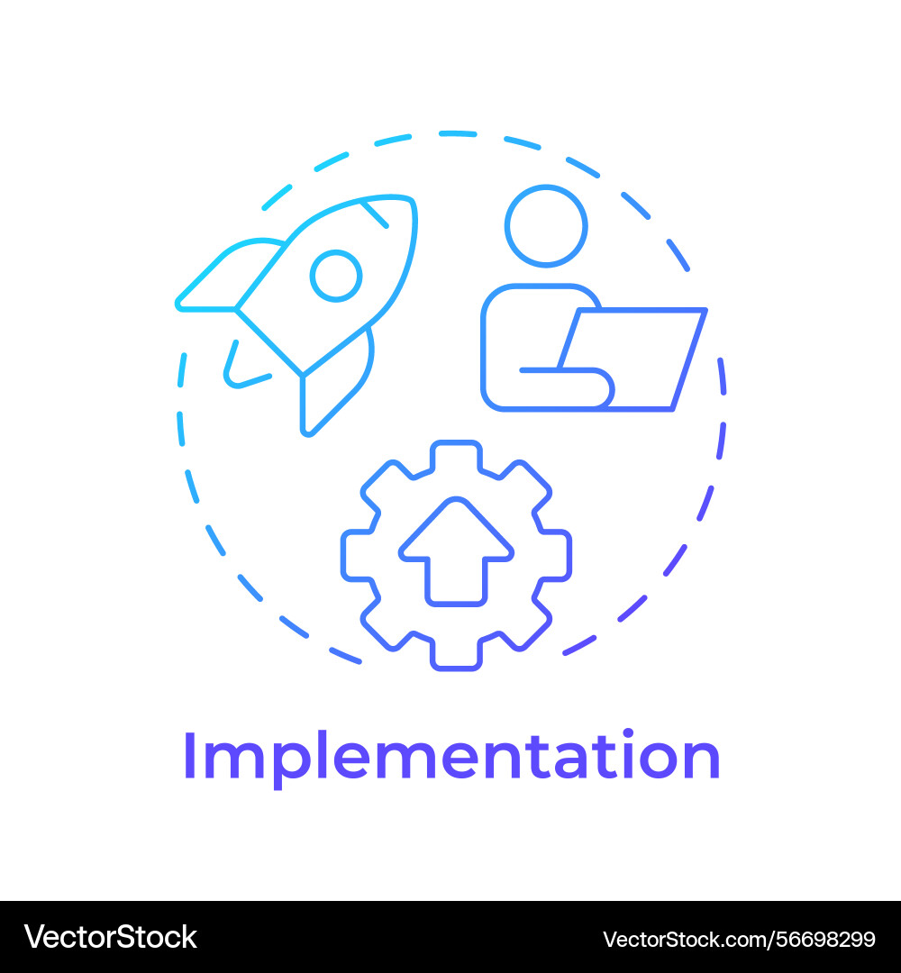 Implementation blue gradient concept icon Implementation blue gradient concept icon Vector Image