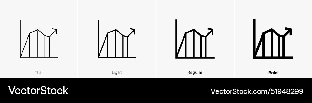 Line graph icon thin light regular and bold style Line graph icon thin light regular and bold style vector image