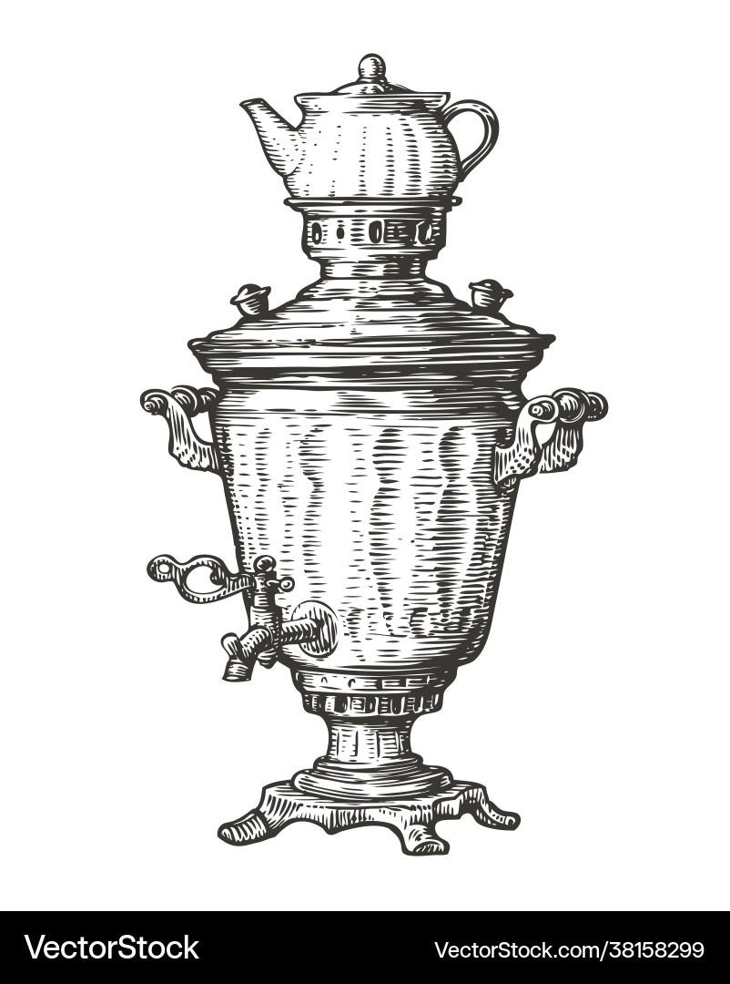 Samovar for boiling water russian traditional old Samovar for boiling water russian traditional old vector image