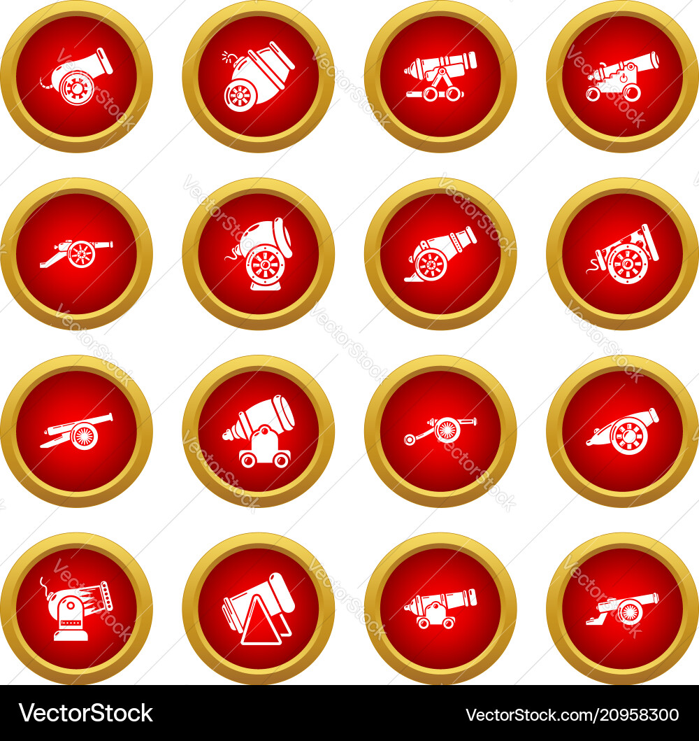 Cannon retro icons set simple style Cannon retro icons set simple style vector image