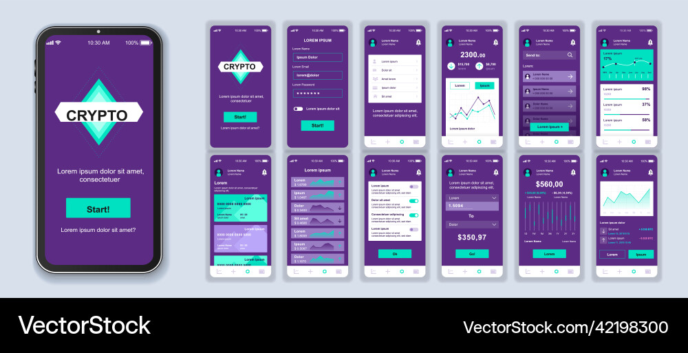 Cryptocurrency ui smartphone interface Cryptocurrency ui smartphone interface vector image