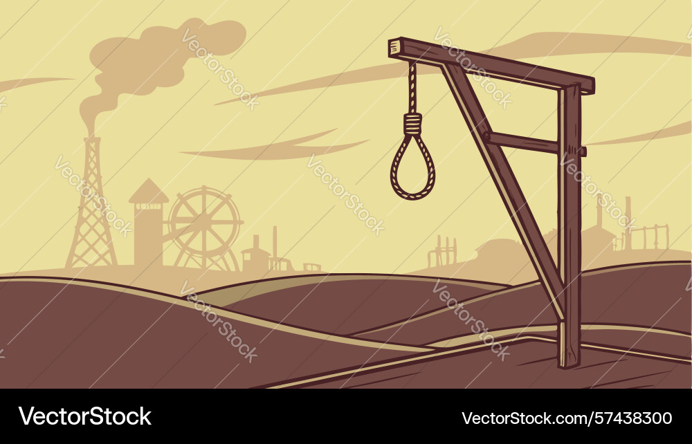 Gallows in field with distant eiffel tower design vector image