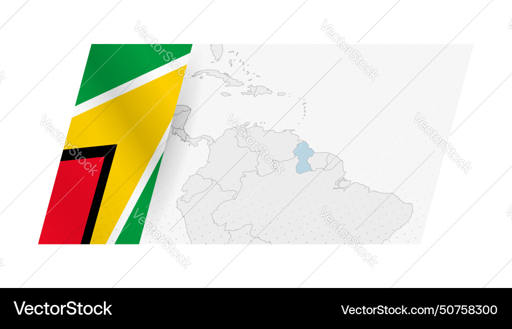 Guyana map in modern style with flag vector image