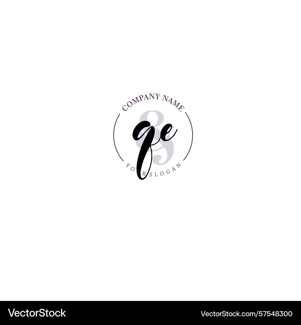Qe initial logo with botanical circle design Vector Image