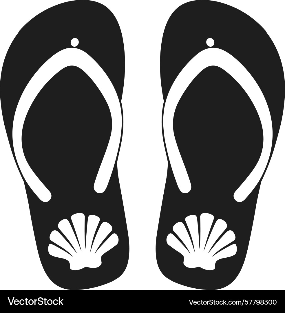 Silhouette flip flops with seashell design Vector Image