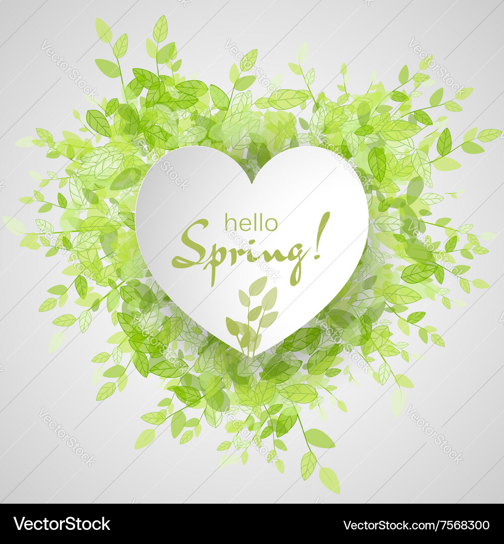 White heart frame with text hello spring Vector Image