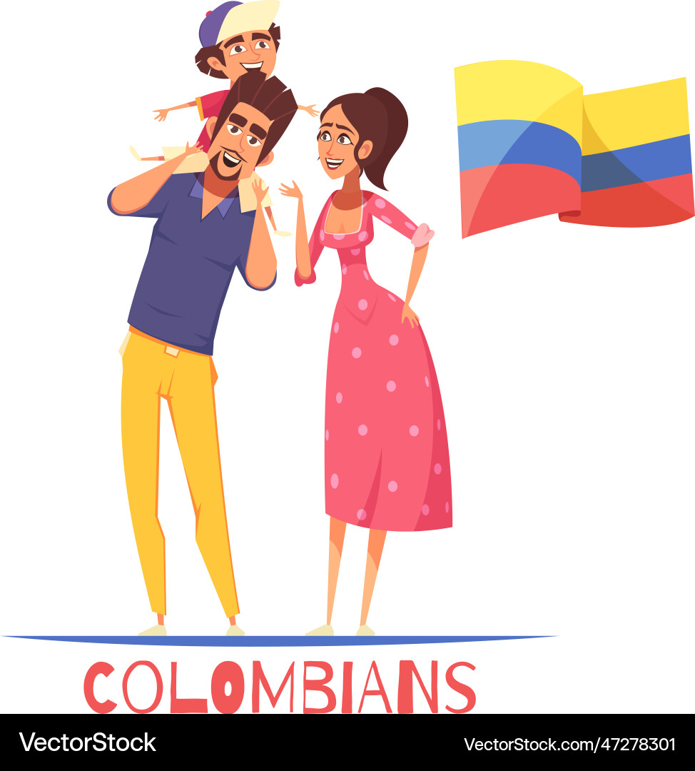 Colombian family nationality composition Colombian family nationality composition Vector Image