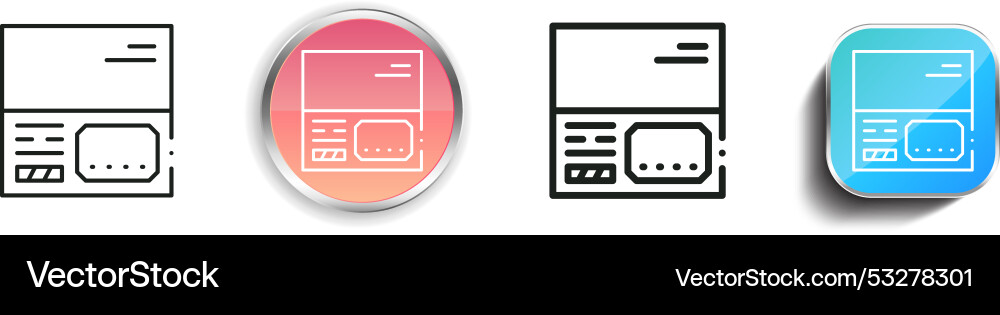 Credit card icon thin linear regular and button Credit card icon thin linear regular and button vector image