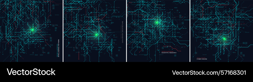 Glowing data circuits map background set Glowing data circuits map background set Vector Image