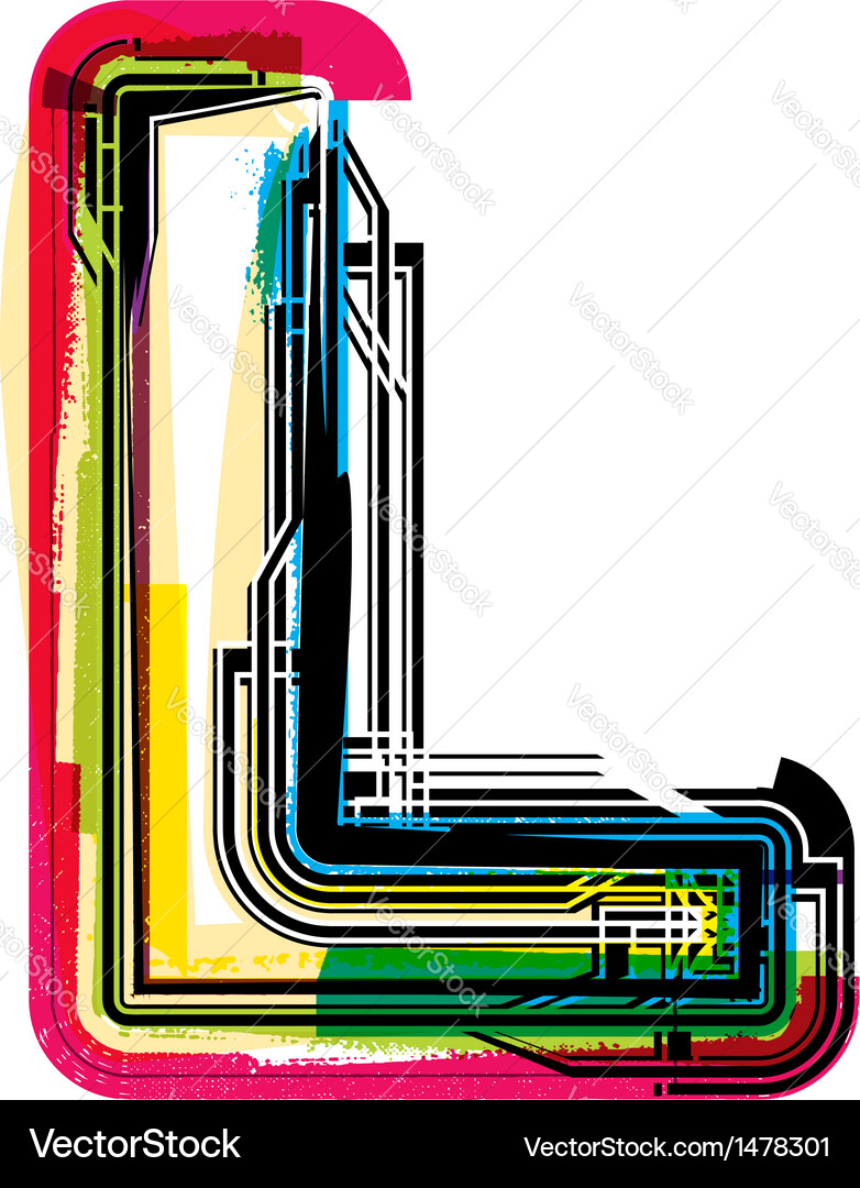 Grunge Letter L - Colorful Texture Vector Image
