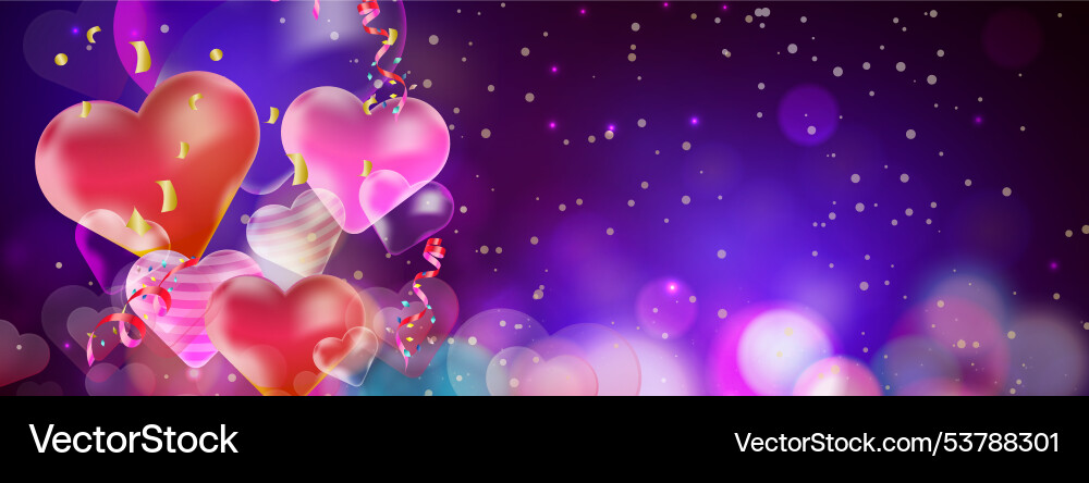 Heart shape with bokeh abstract banner background vector image